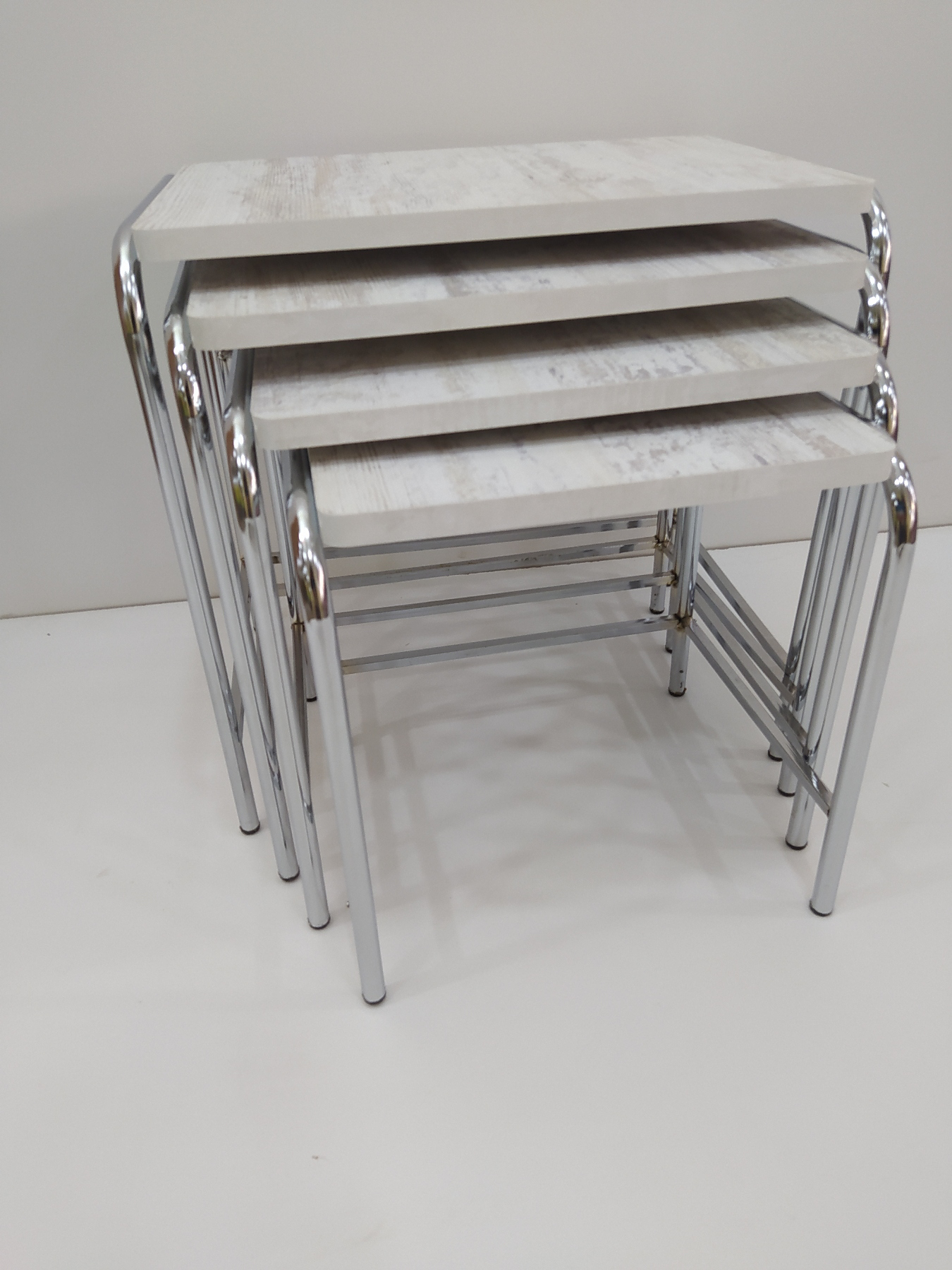 Zigon Sehpa 14005 Demet Metal Model Nikelaj Ayak Ahşap Dalga Dese