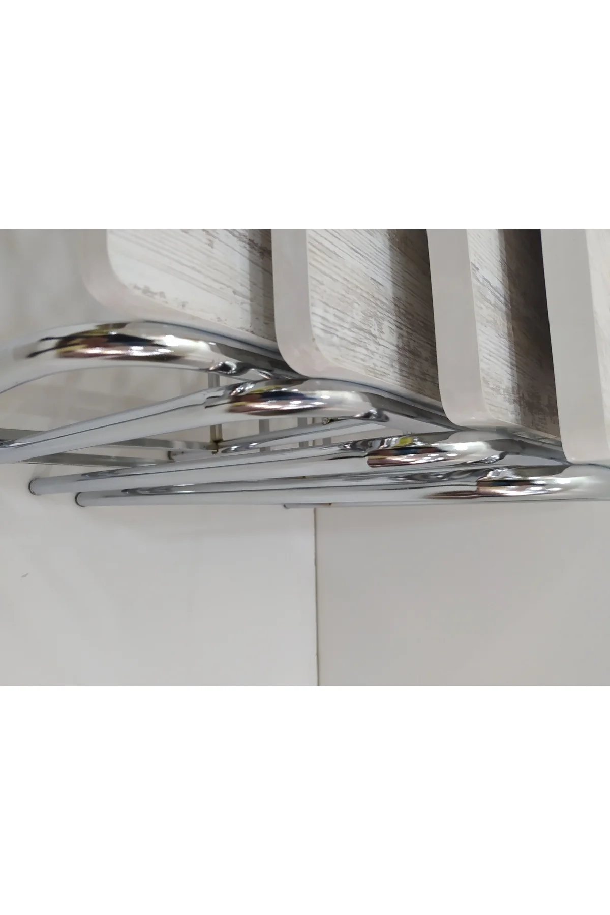 Zigon Sehpa 14005 Demet Metal Model Nikelaj Ayak Ahşap Dalga Desen El Yapım - Görsel 3