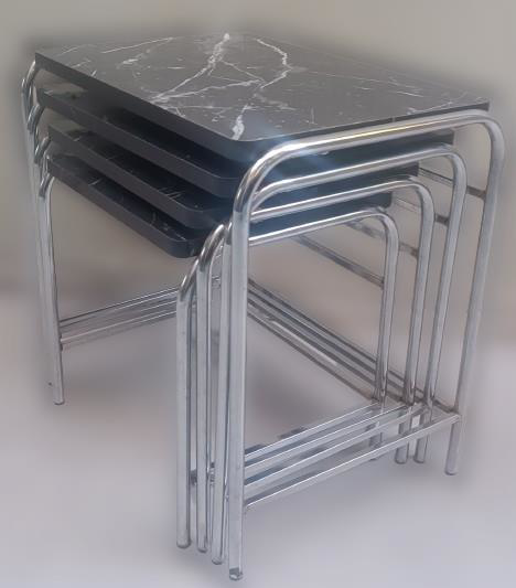 Zigon Sehpa 14006 Demet Model Metal Nikelaj Ayak Siyah Mermer Des