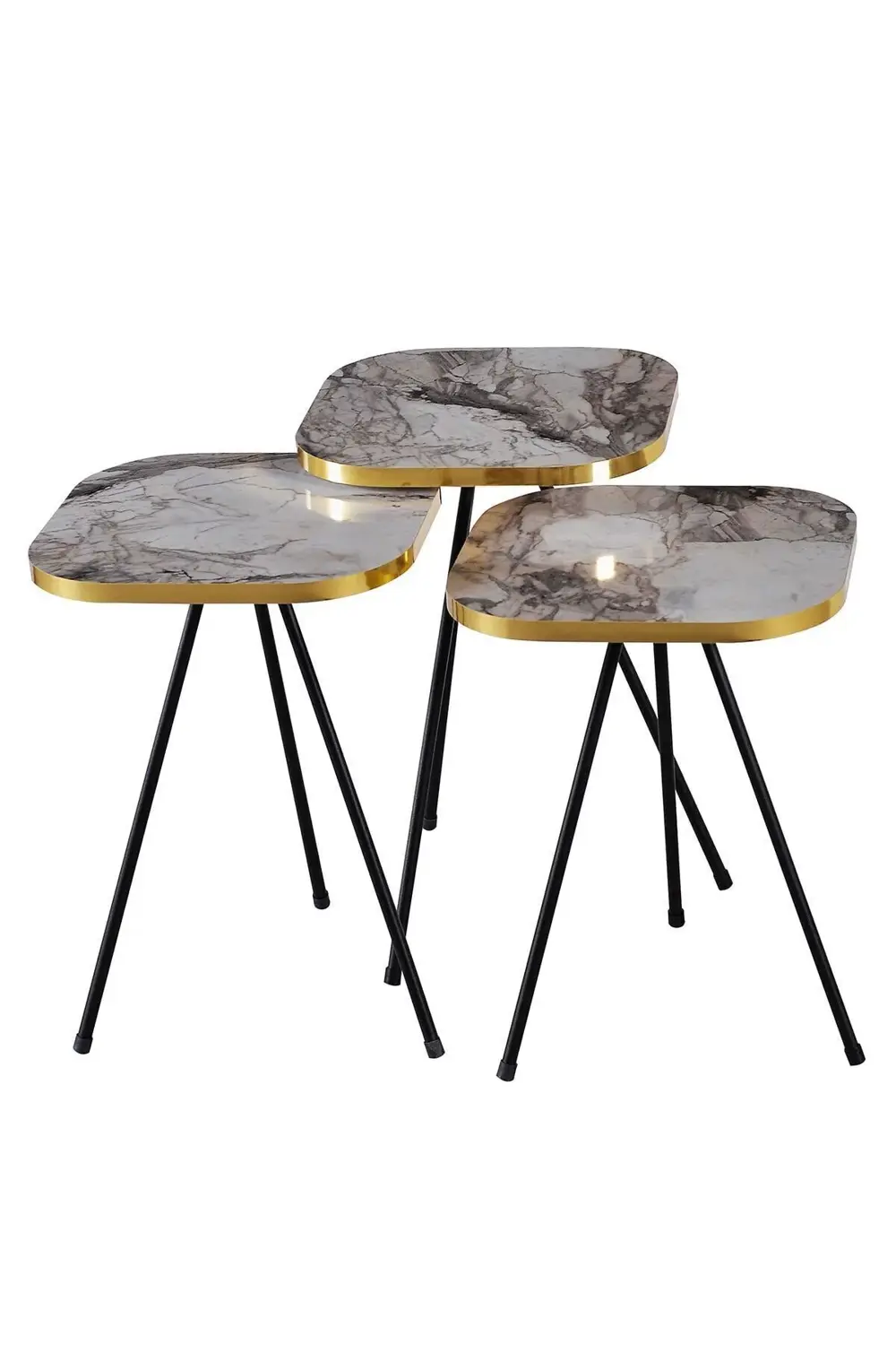 Zigon Sehpa 3'lü Torna Ahşap Ayak Altın Efes