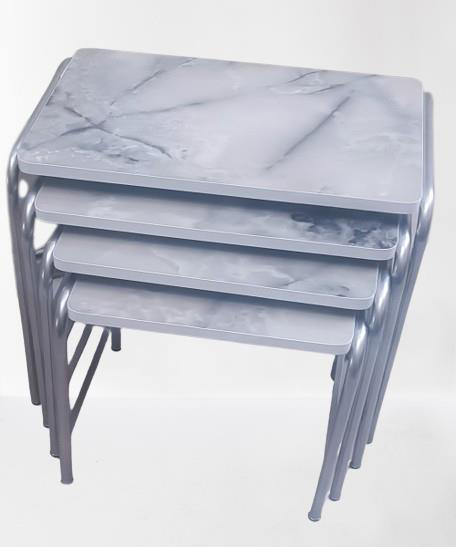 Zigon Sehpa 90220 Demet Metal Model Nikelaj Ayak Ahşp Mermer Dalg