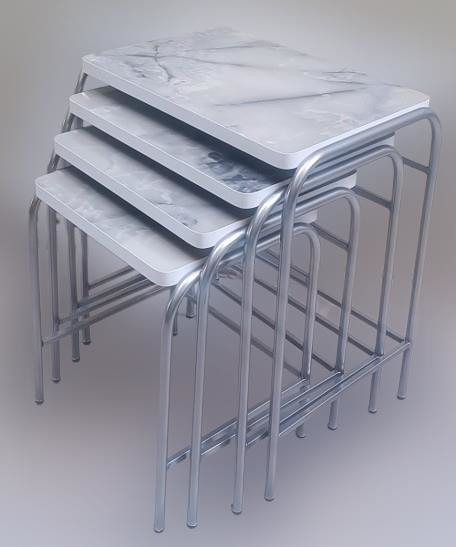 Zigon Sehpa 90220 Demet Metal Model Nikelaj Ayak Ahşp Mermer Dalg