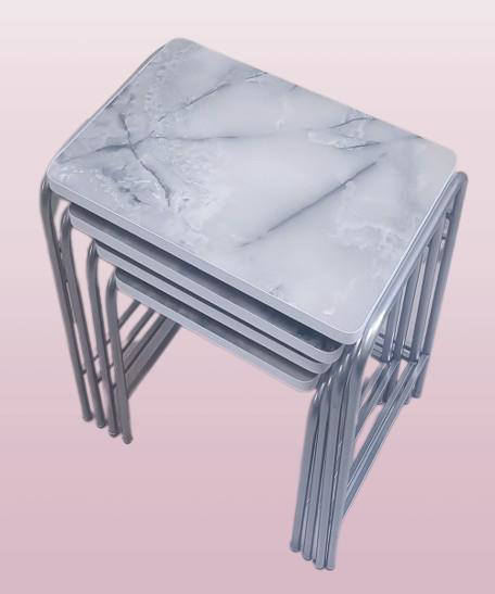 Zigon Sehpa 90220 Demet Metal Model Nikelaj Ayak Ahşp Mermer Dalg