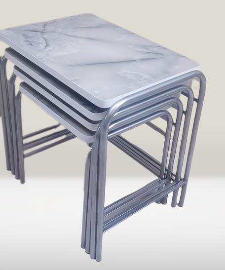 Zigon Sehpa 90220 Demet Metal Model Nikelaj Ayak Ahşp Mermer Dalg