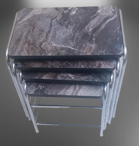 Zigon Sehpa 90221 Demet Metal Nikelaj Ayak Açık Siyah Mermer Dese