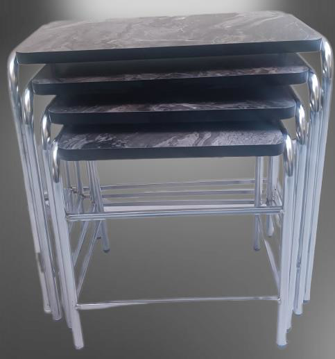 Zigon Sehpa 90221 Demet Metal Nikelaj Ayak Açık Siyah Mermer Dese