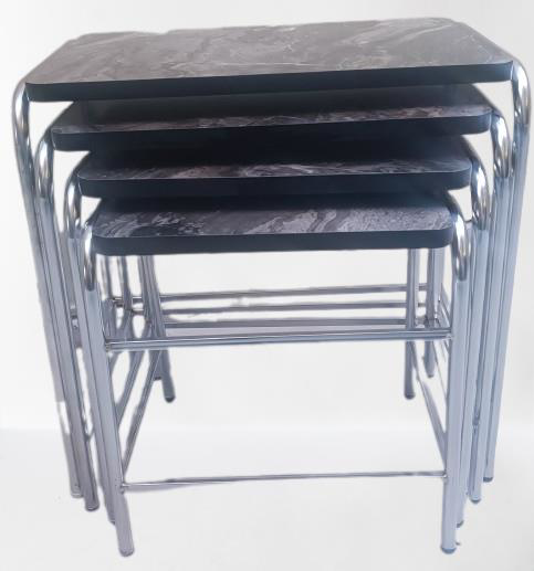 Zigon Sehpa 90221 Demet Metal Nikelaj Ayak Açık Siyah Mermer Dese