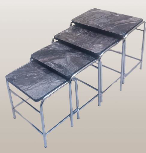 Zigon Sehpa 90221 Demet Metal Nikelaj Ayak Açık Siyah Mermer Dese