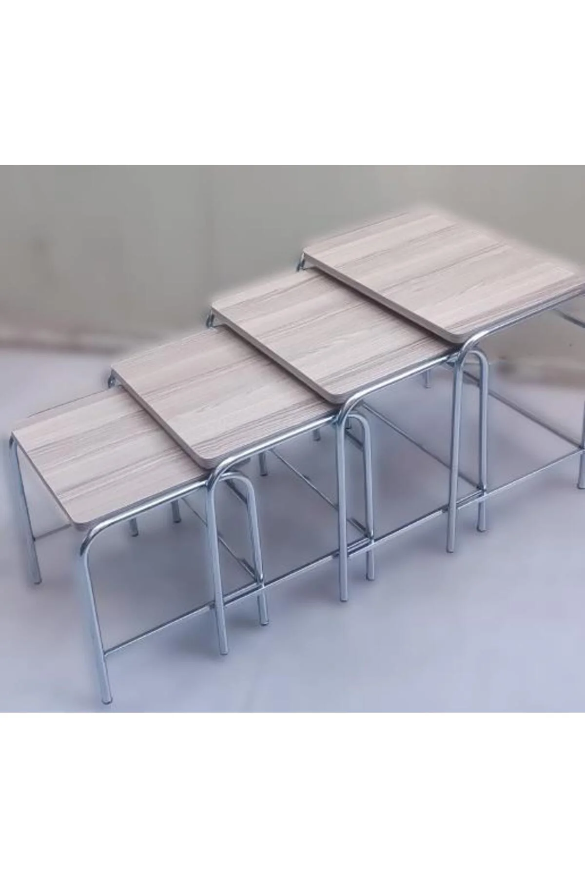 Zigon Sehpa demet 14007 Metal Model metal Nikelaj Ayak Somon Desen El Yapım - Görsel 2