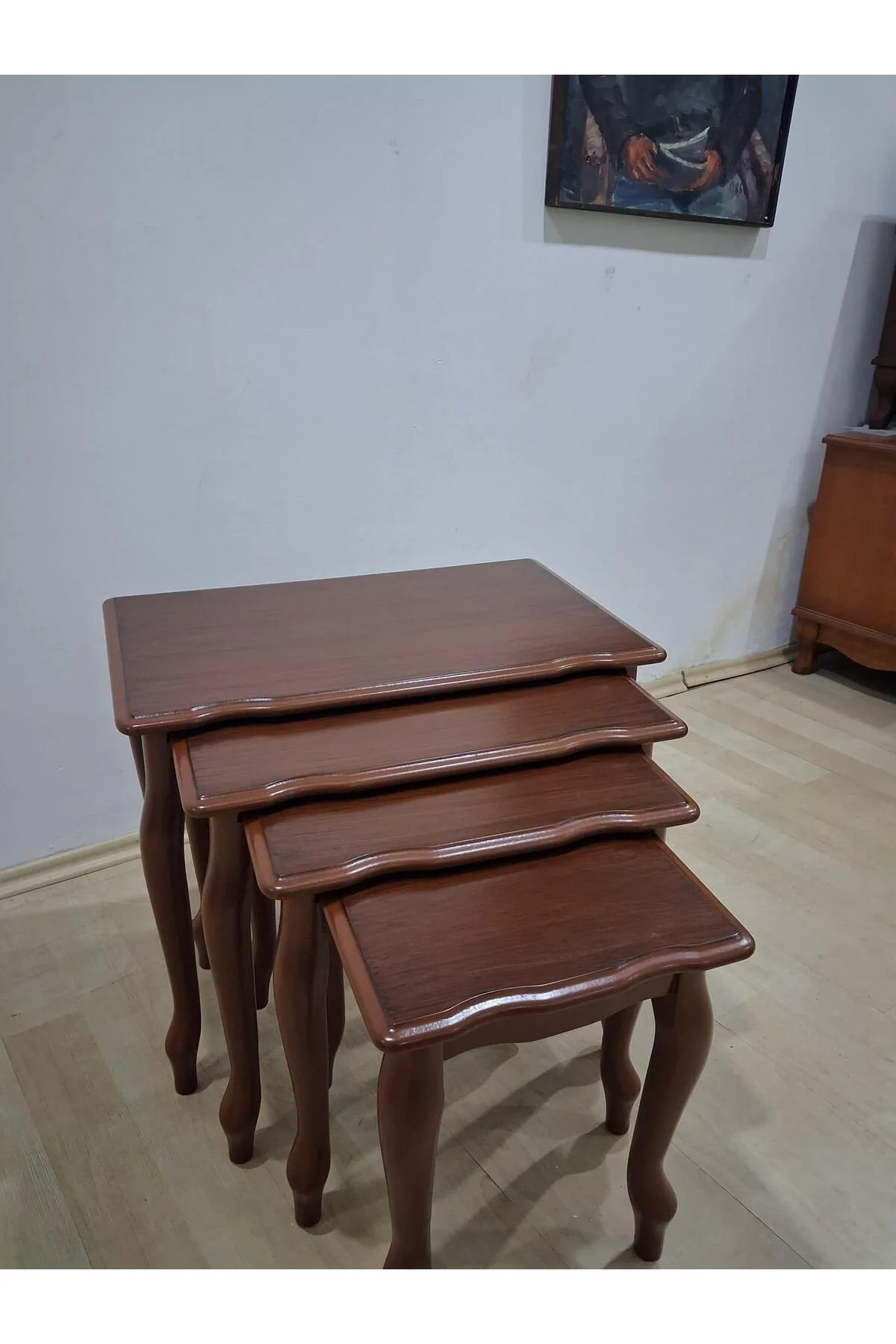 Zigon Sehpa Eko HT 90578 Kayın Lükens Aslan Ayak nature Ceviz renk El Yapım - Görsel 3