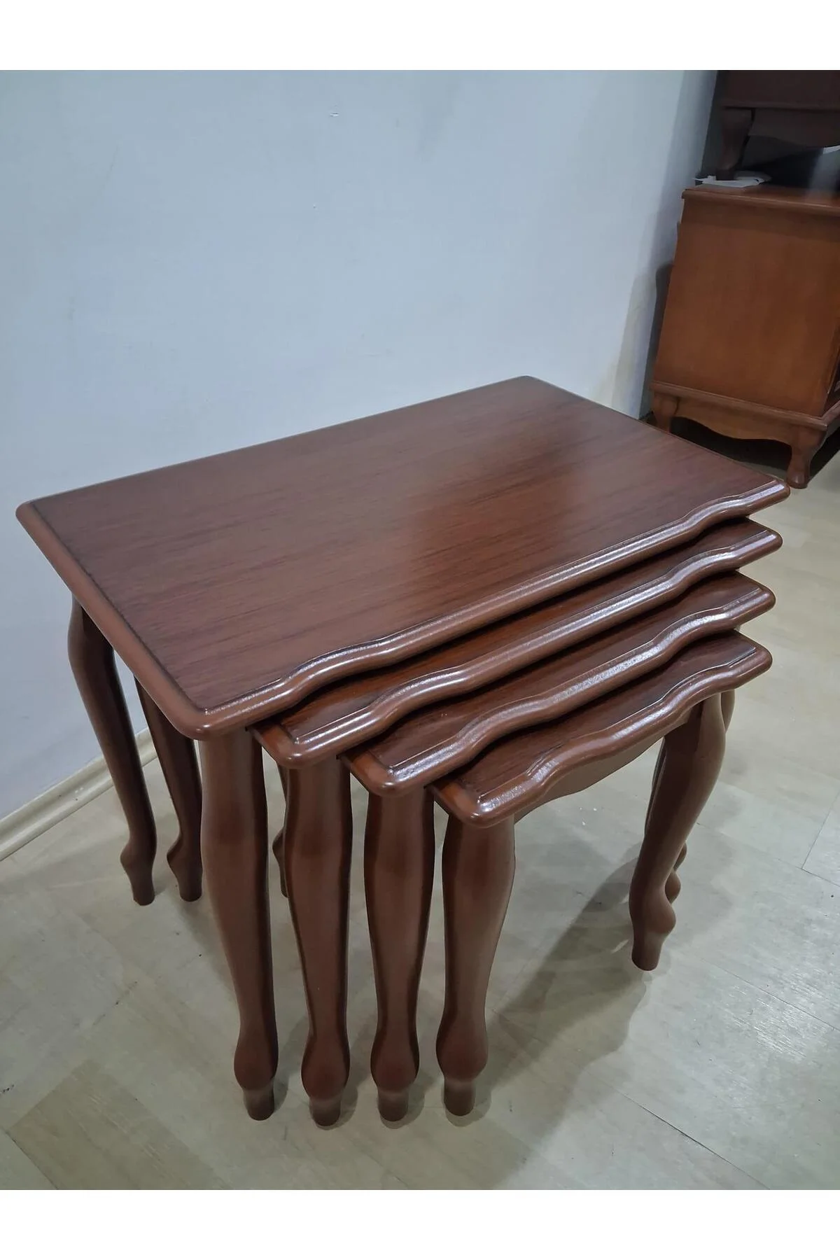 Zigon Sehpa Eko HT 90578 Kayın Lükens Aslan Ayak nature Ceviz renk El Yapım - Görsel 6