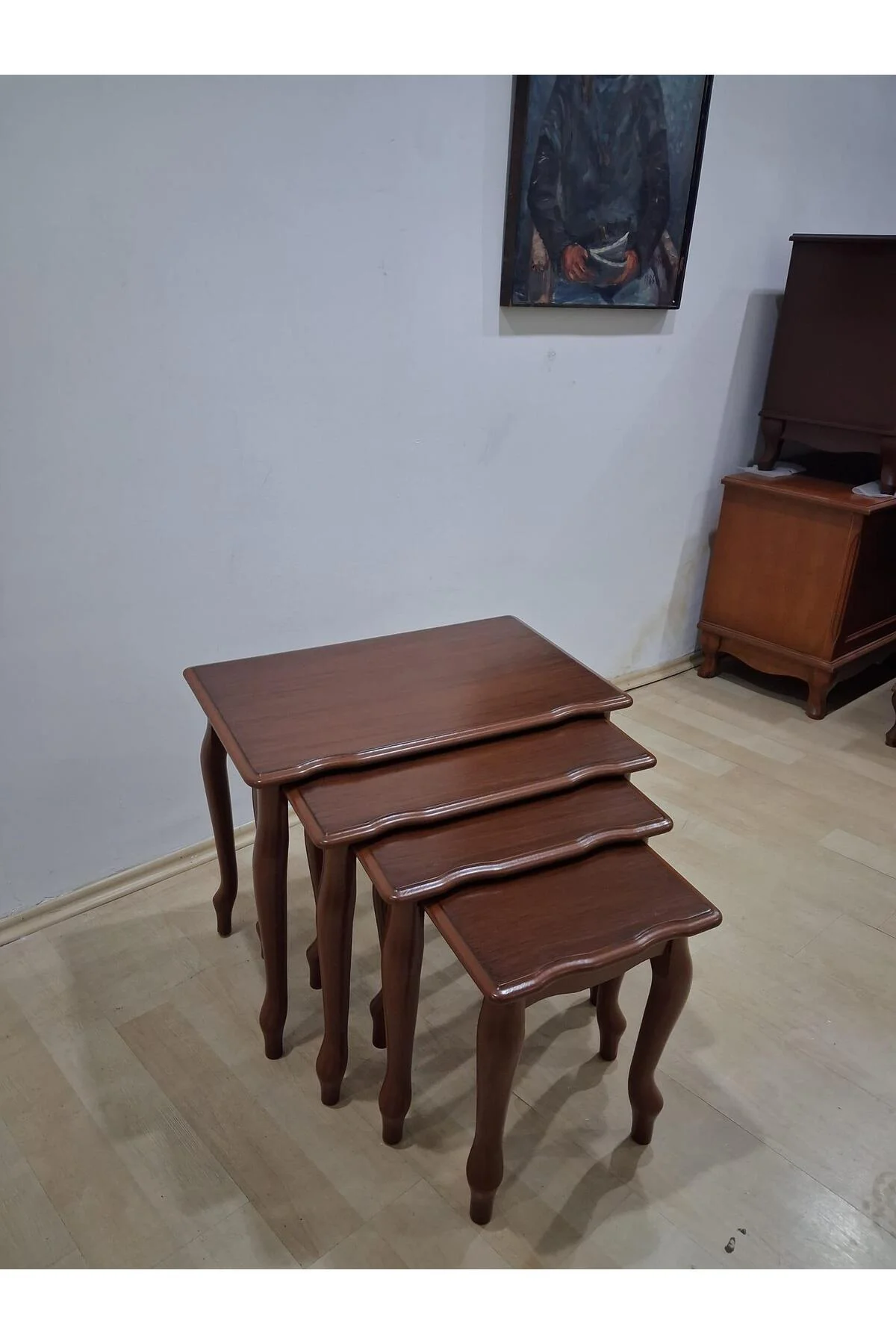 Zigon Sehpa Eko HT 90578 Kayın Lükens Aslan Ayak nature Ceviz renk El Yapım - Görsel 4