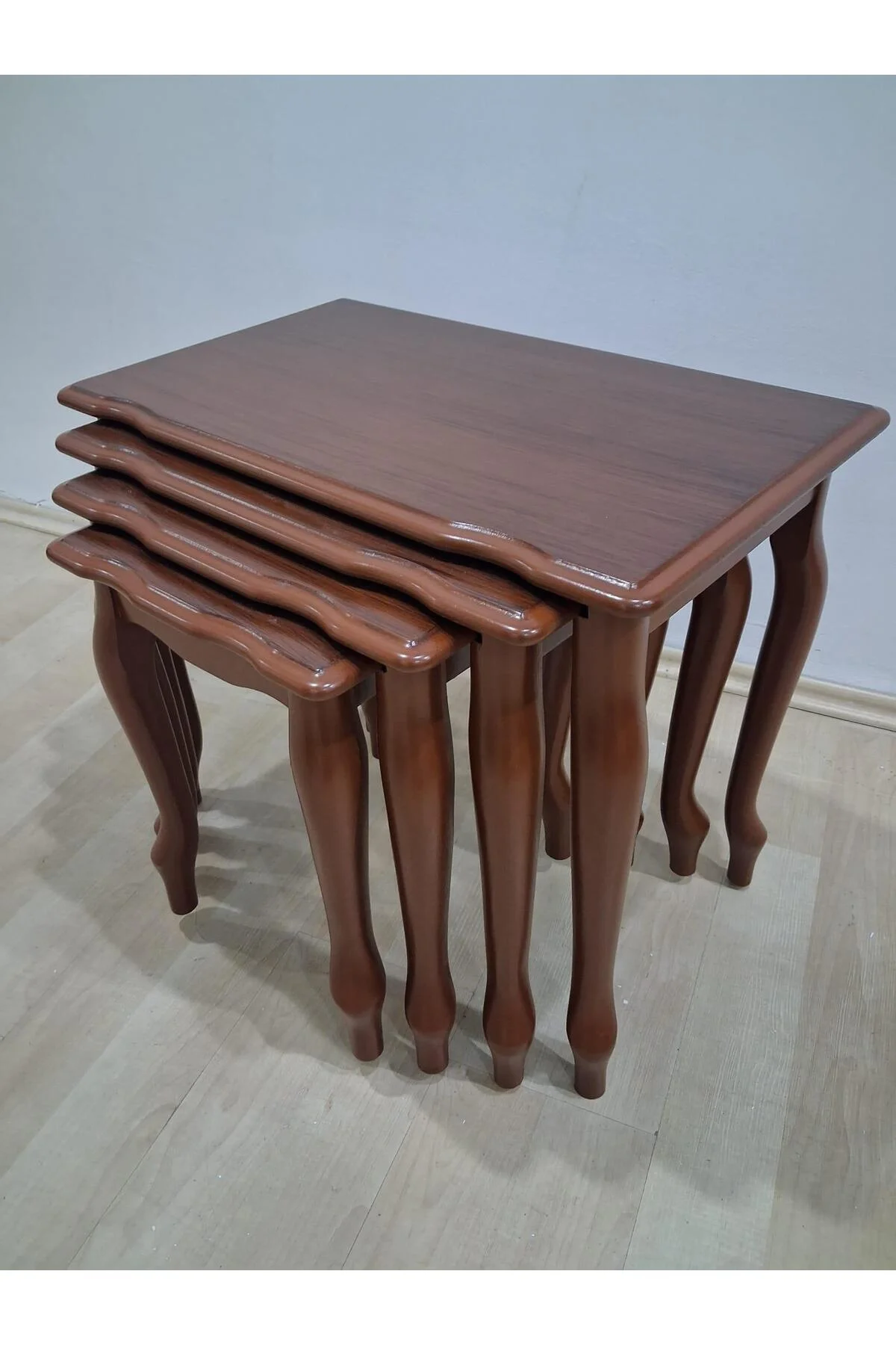 Zigon Sehpa Eko HT 90578 Kayın Lükens Aslan Ayak nature Ceviz renk El Yapım - Görsel 5