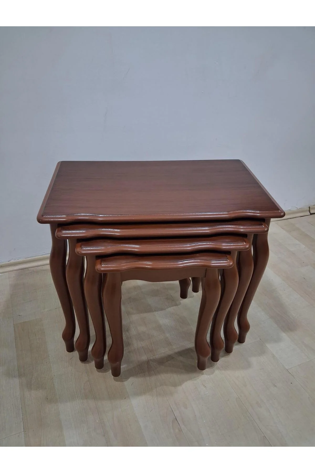 Zigon Sehpa Eko HT 90578 Kayın Lükens Aslan Ayak nature Ceviz renk El Yapım - Görsel 7