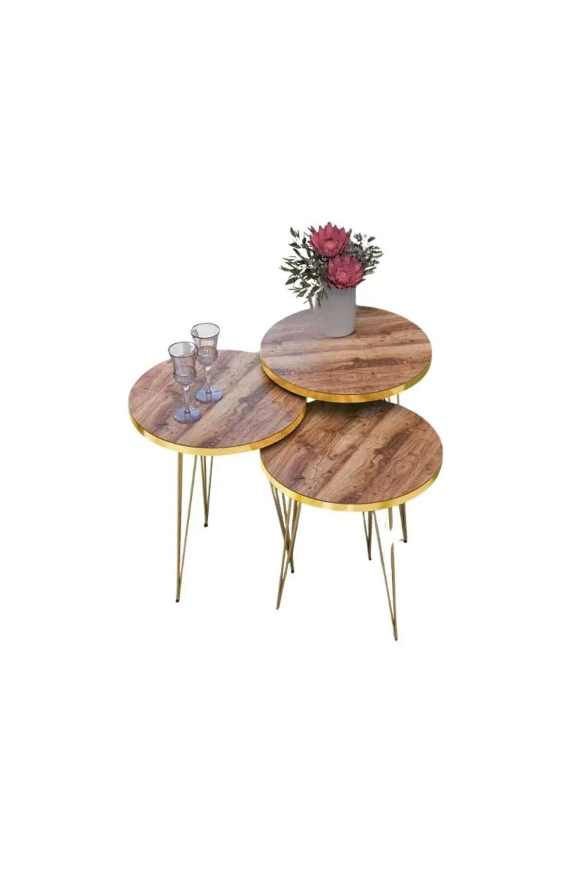 Zigon Sehpa Gold Ceviz Tel 1099