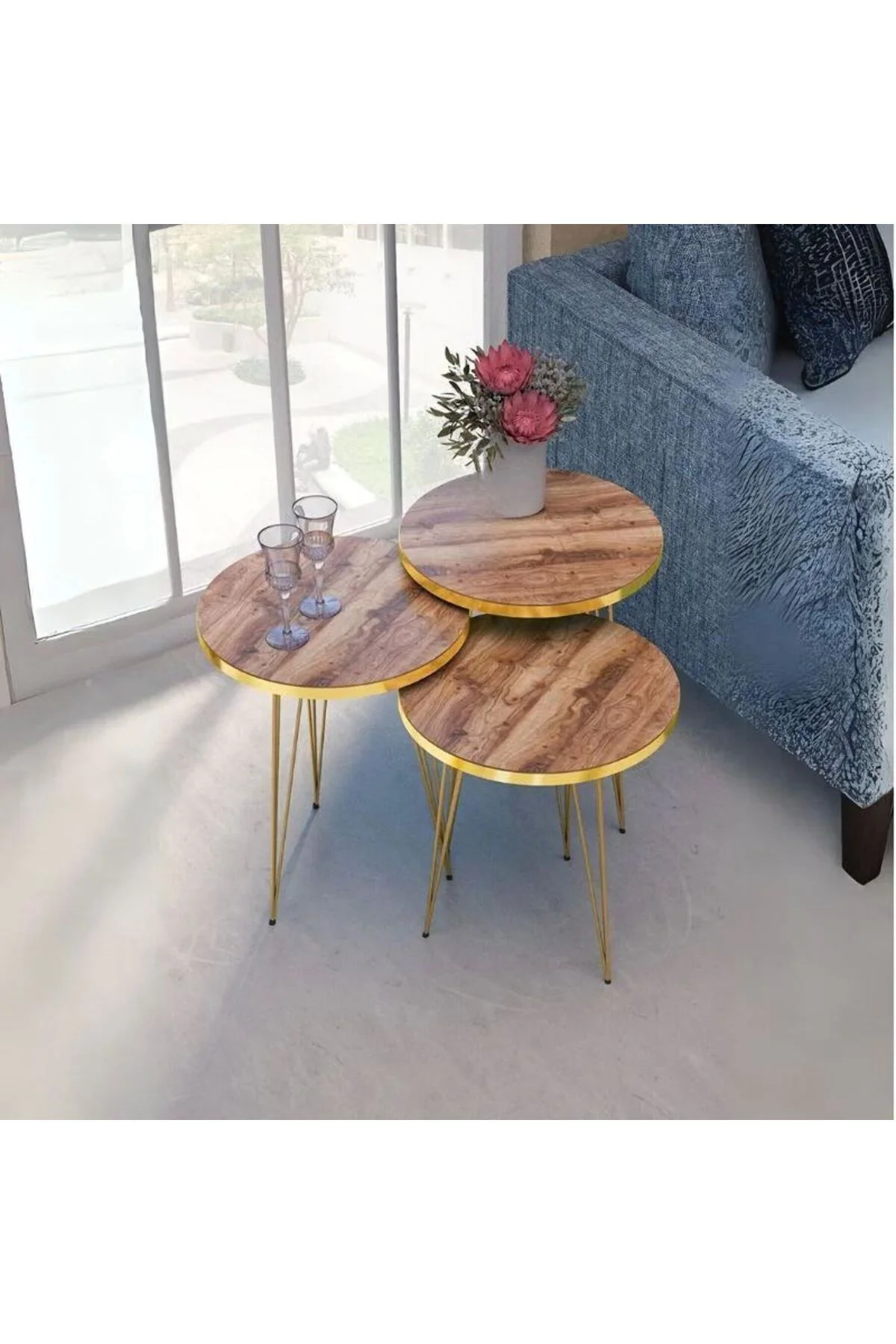 Zigon Sehpa Gold Ceviz Tel 1099