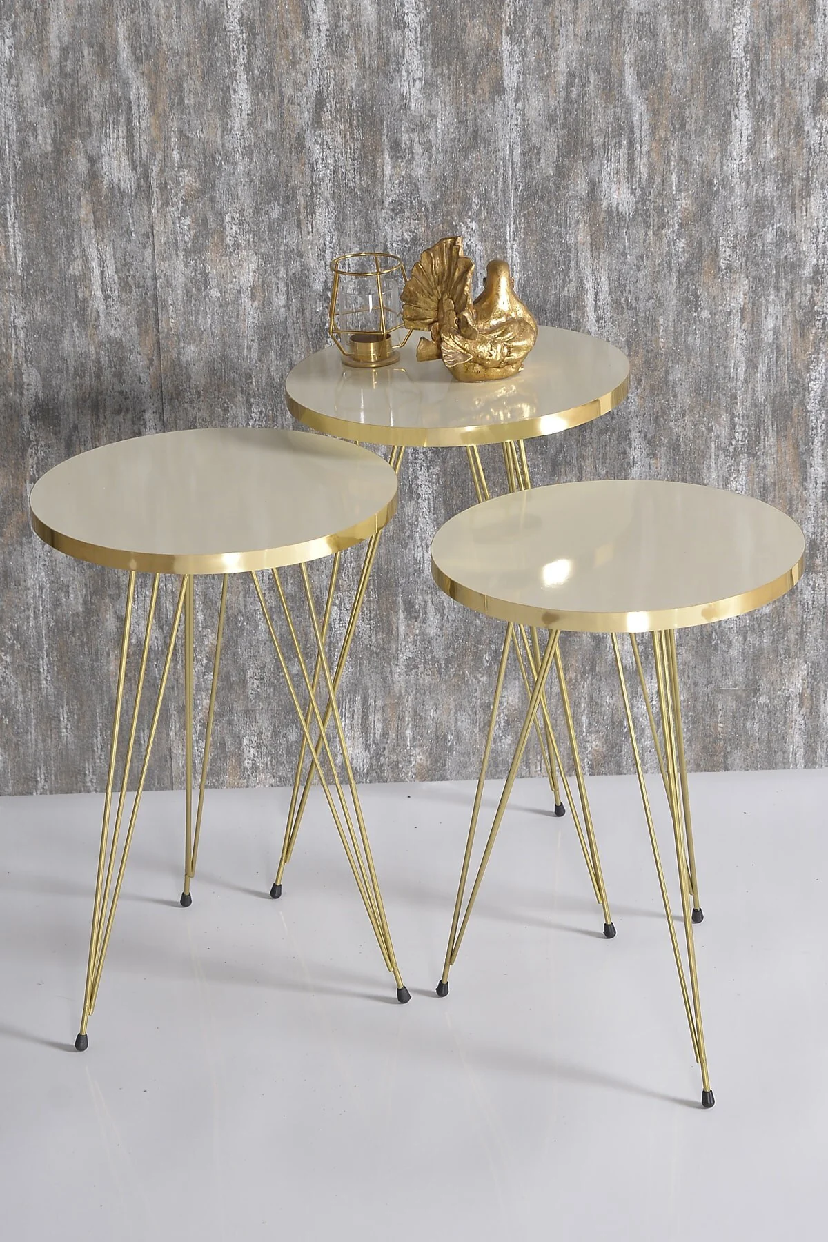 Zigon Sehpa Gold Krem Tel 1044