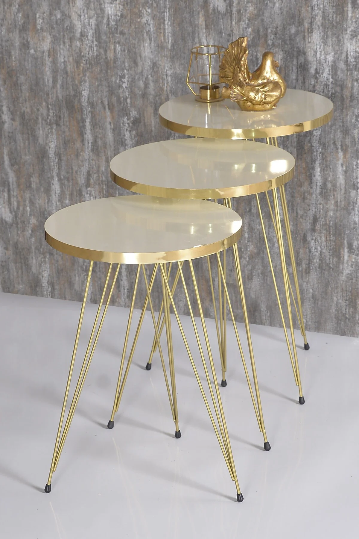 Zigon Sehpa Gold Krem Tel 1044