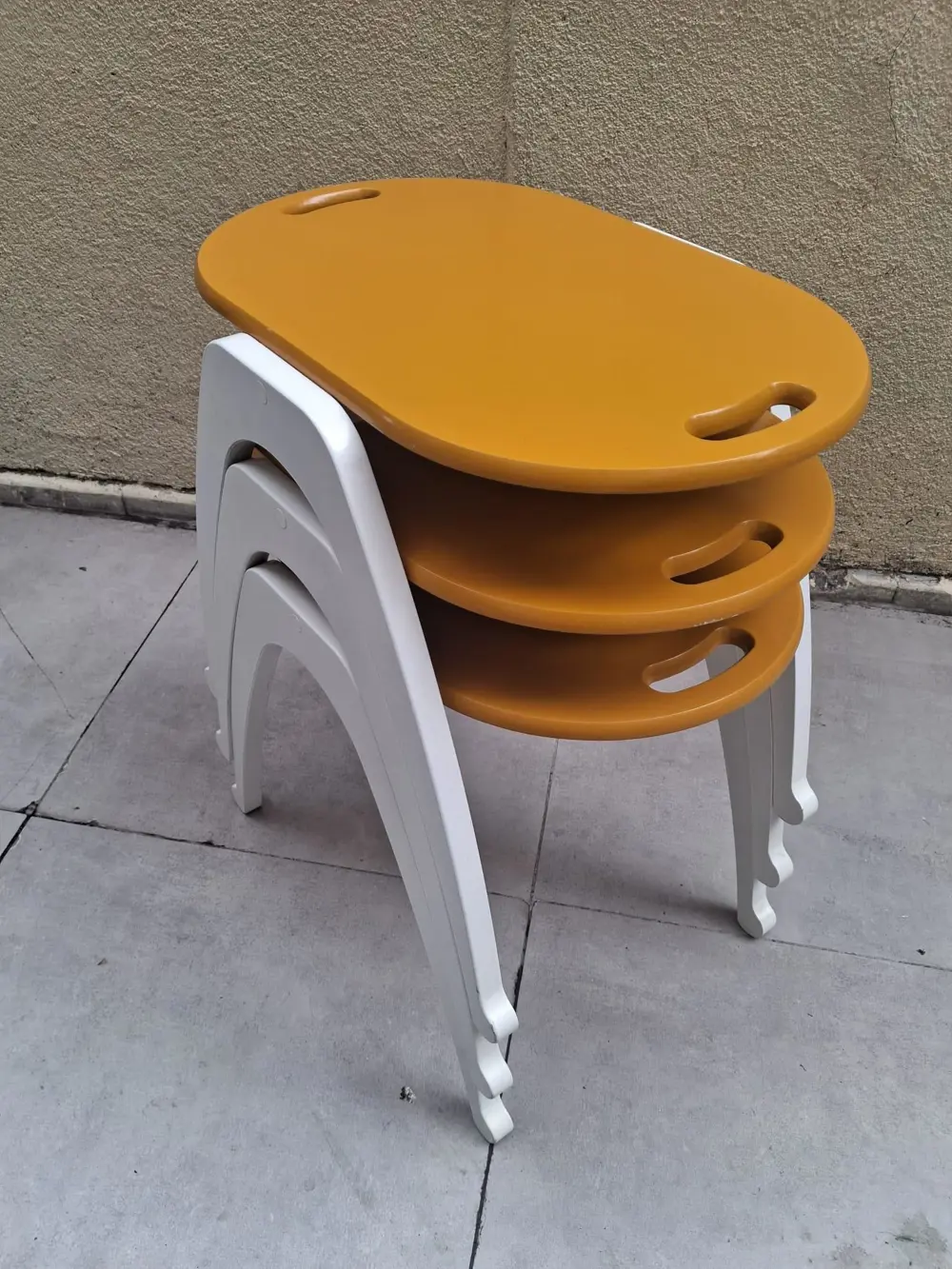 Zigon Sehpa istif Tepsi Bşk 90573 Hardal Tabla Beyaz Ayak Lake Bo