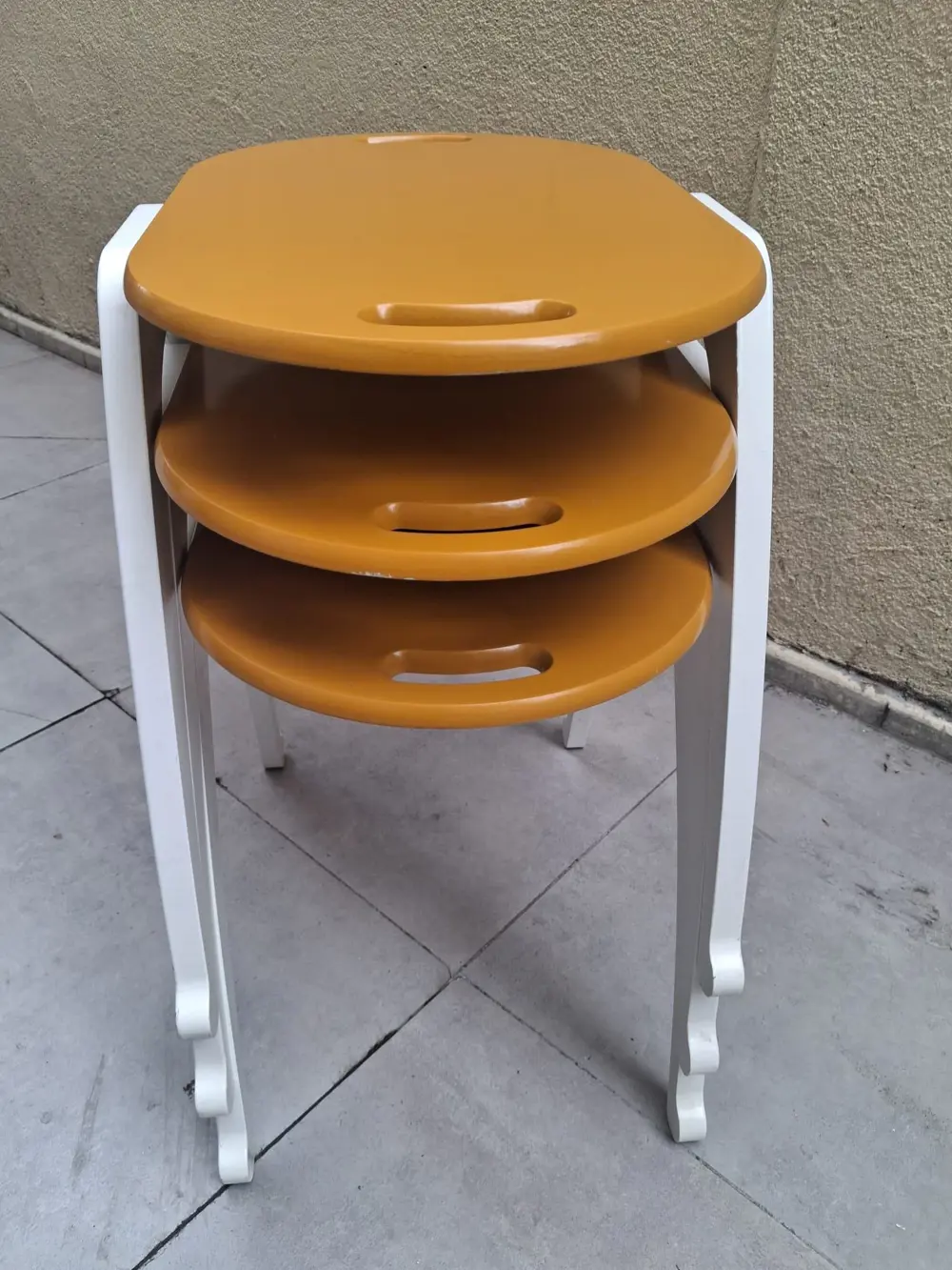 Zigon Sehpa istif Tepsi Bşk 90573 Hardal Tabla Beyaz Ayak Lake Bo