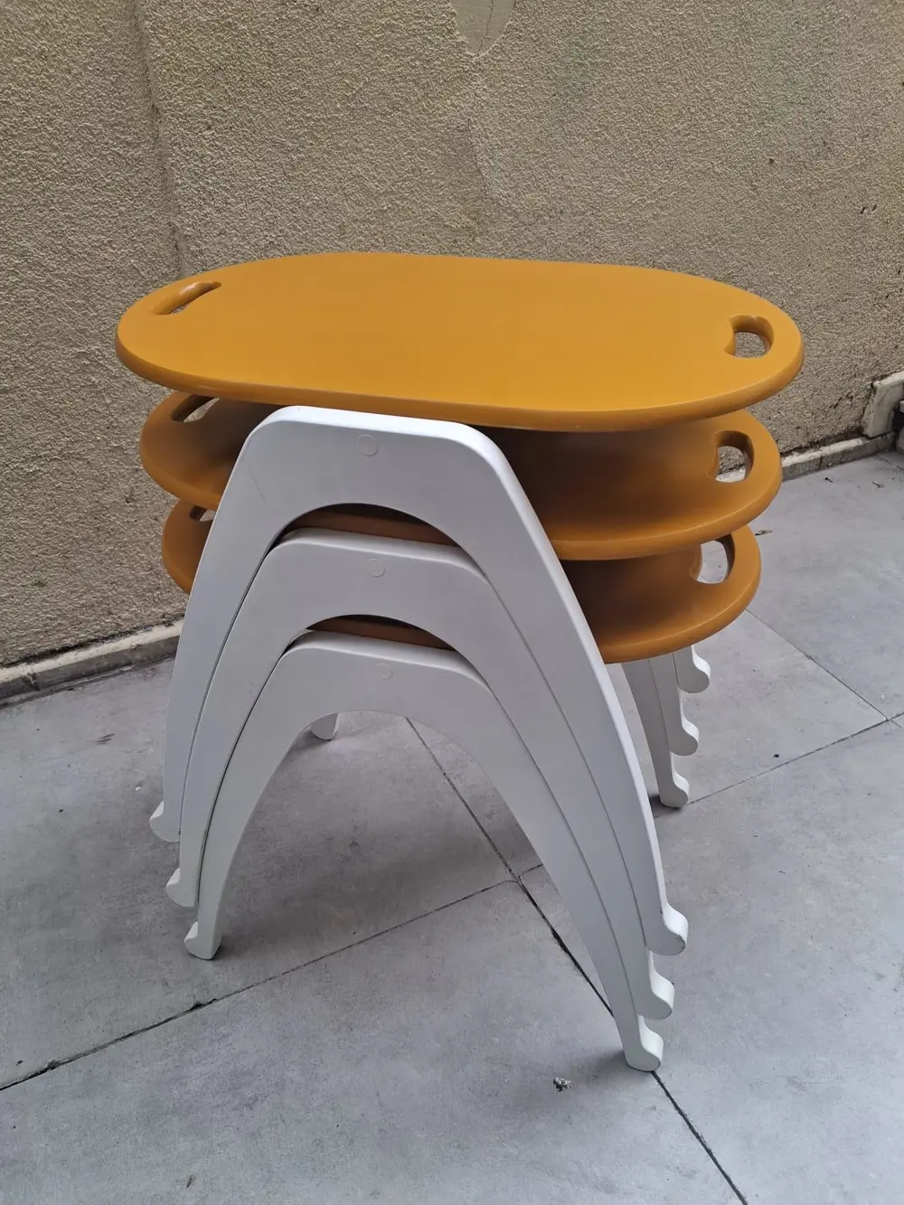 Zigon Sehpa istif Tepsi Bşk 90573 Hardal Tabla Beyaz Ayak Lake Bo