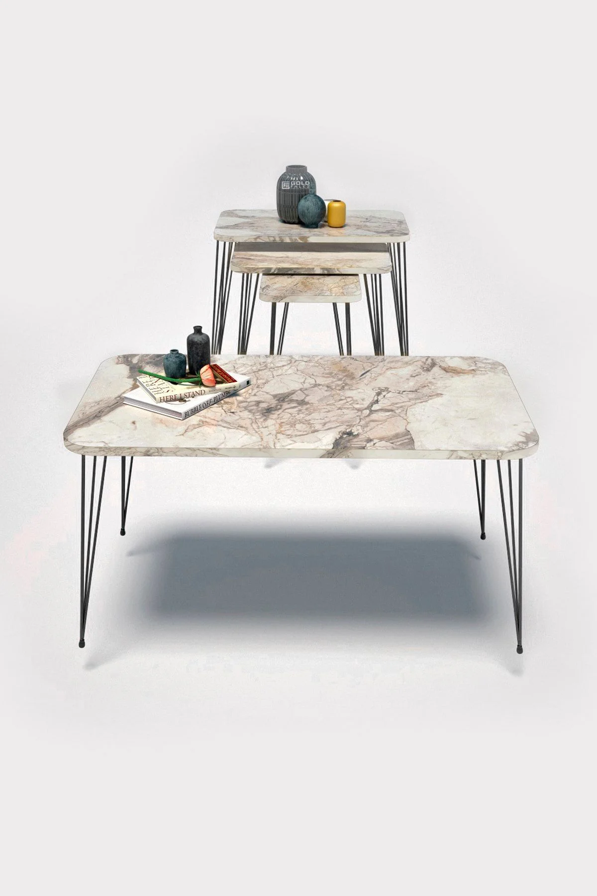 Zigon Sehpa Kr Ve Orta Sehpa Kr Set Siyah Ayak Efes Tel 1103