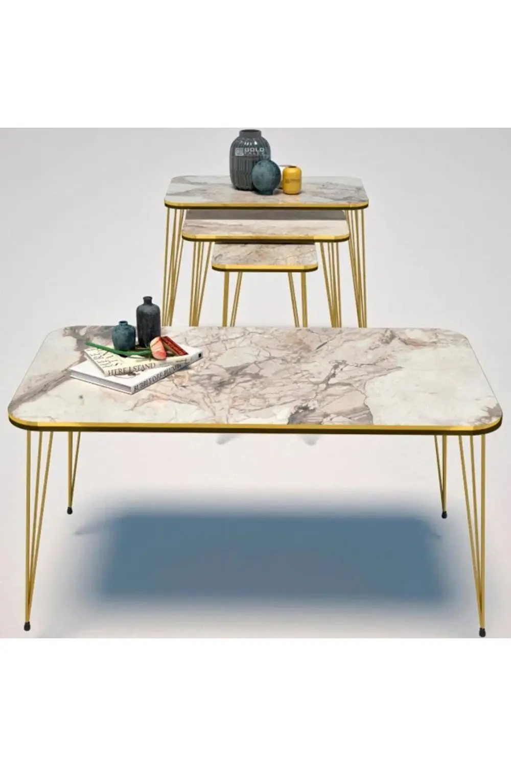 Zigon Sehpa Kr Ve Orta Sehpa Kr Set Çift Gold Efes Tel 1112