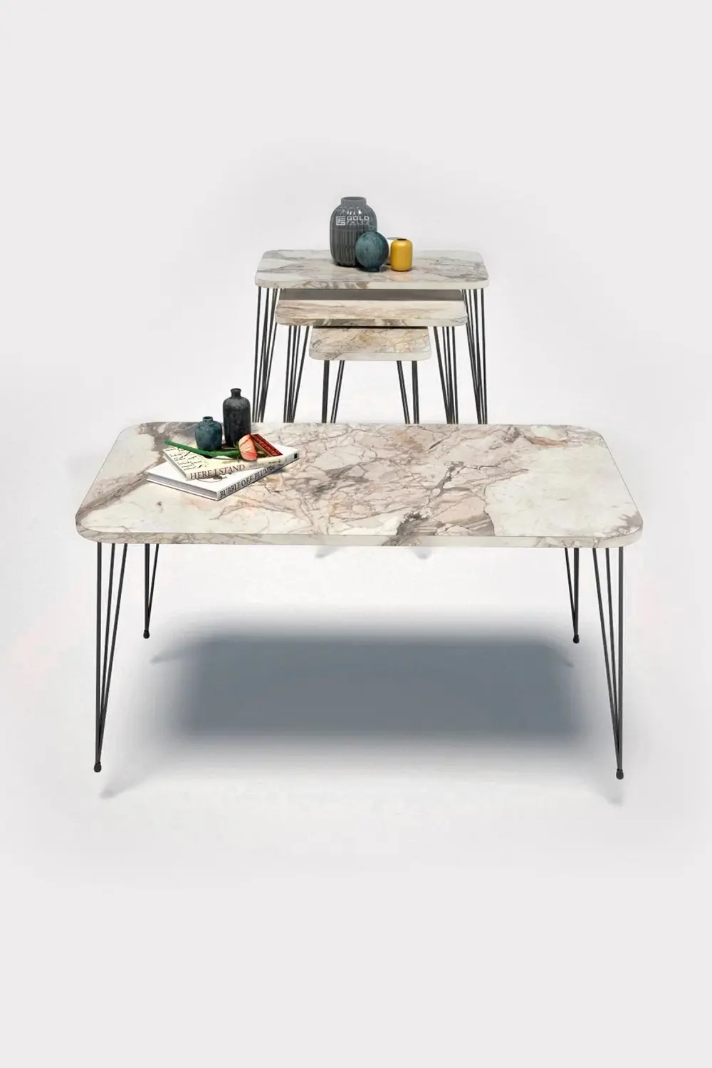 Zigon Sehpa Kr Ve Orta Sehpa Kr Set Siyah Ayak Efes Tel 1103