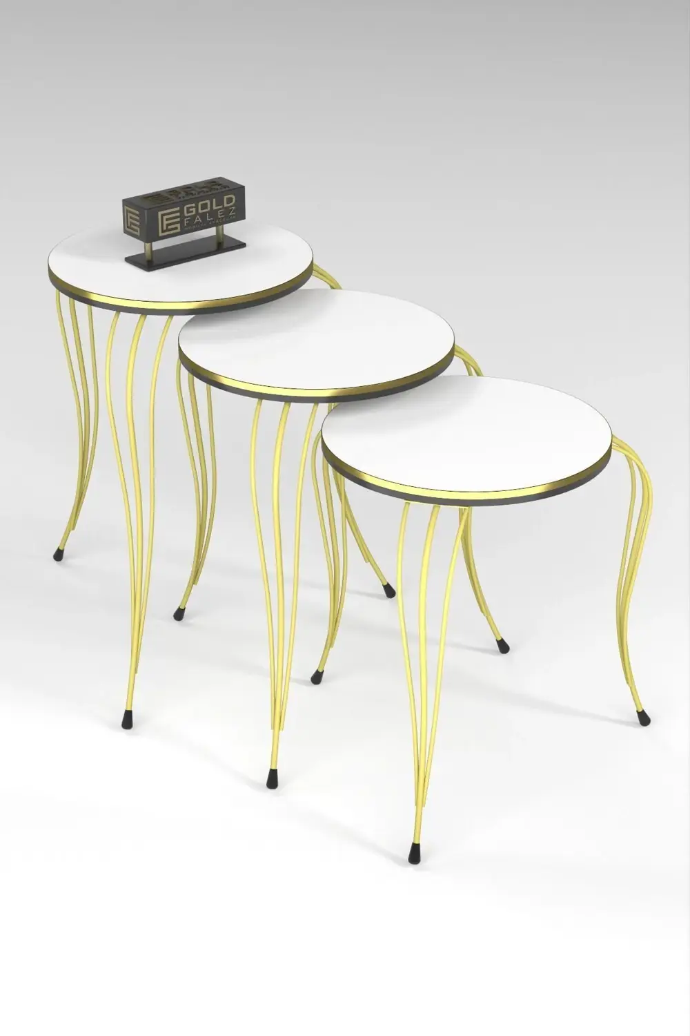 ZİGON SEHPA LÜKENS ÇİFT GOLD BEYAZ