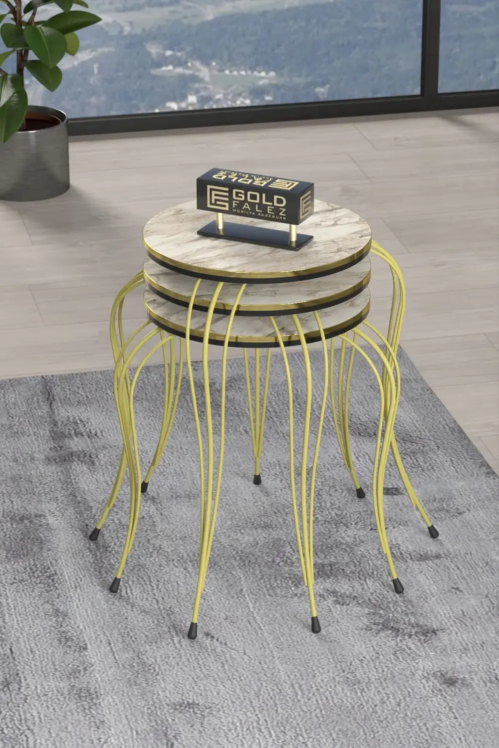 ZİGON SEHPA LÜKENS ÇİFT GOLD EFES