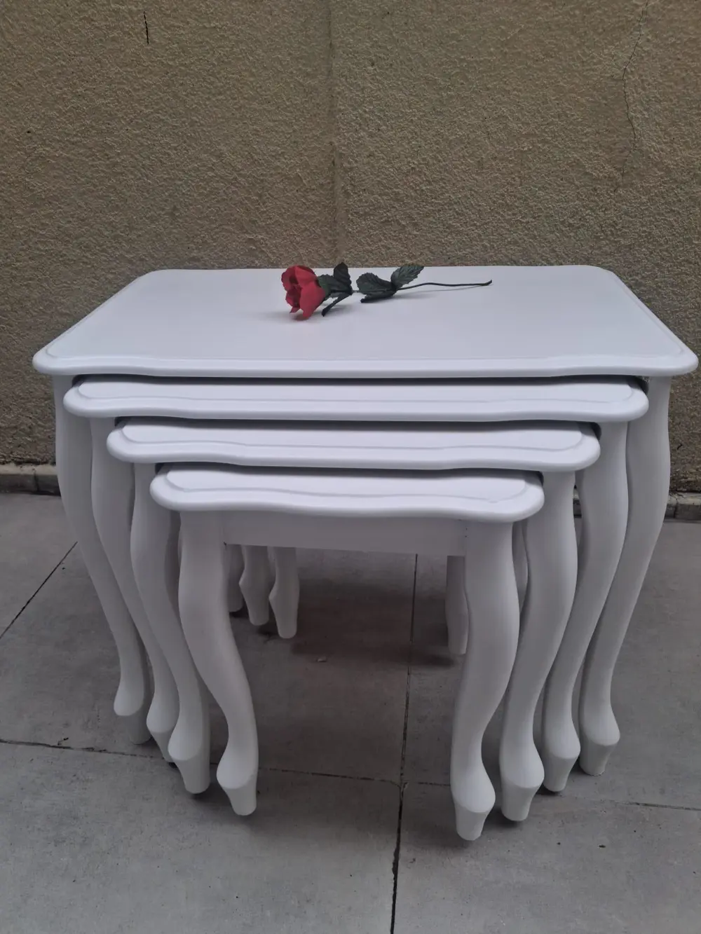 Zigon Sehpa Lükens Eko HT 90556 Kayın Aslan Ayak Beyaz El Yapım