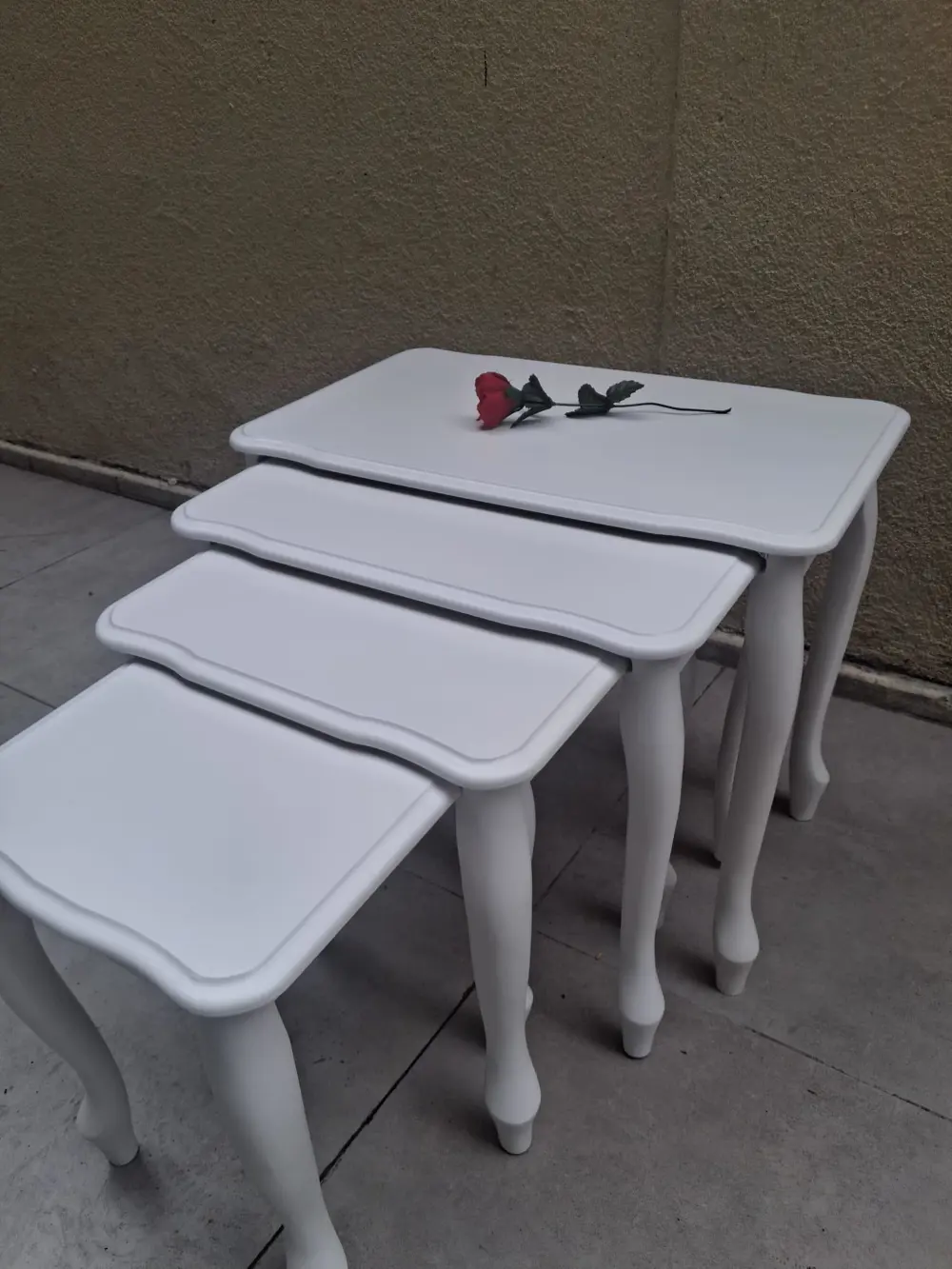 Zigon Sehpa Lükens Eko HT 90556 Kayın Aslan Ayak Beyaz El Yapım