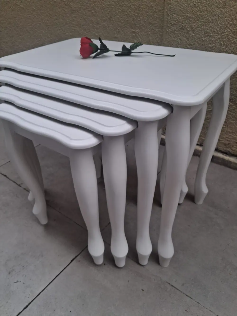 Zigon Sehpa Lükens Eko HT 90556 Kayın Aslan Ayak Beyaz El Yapım