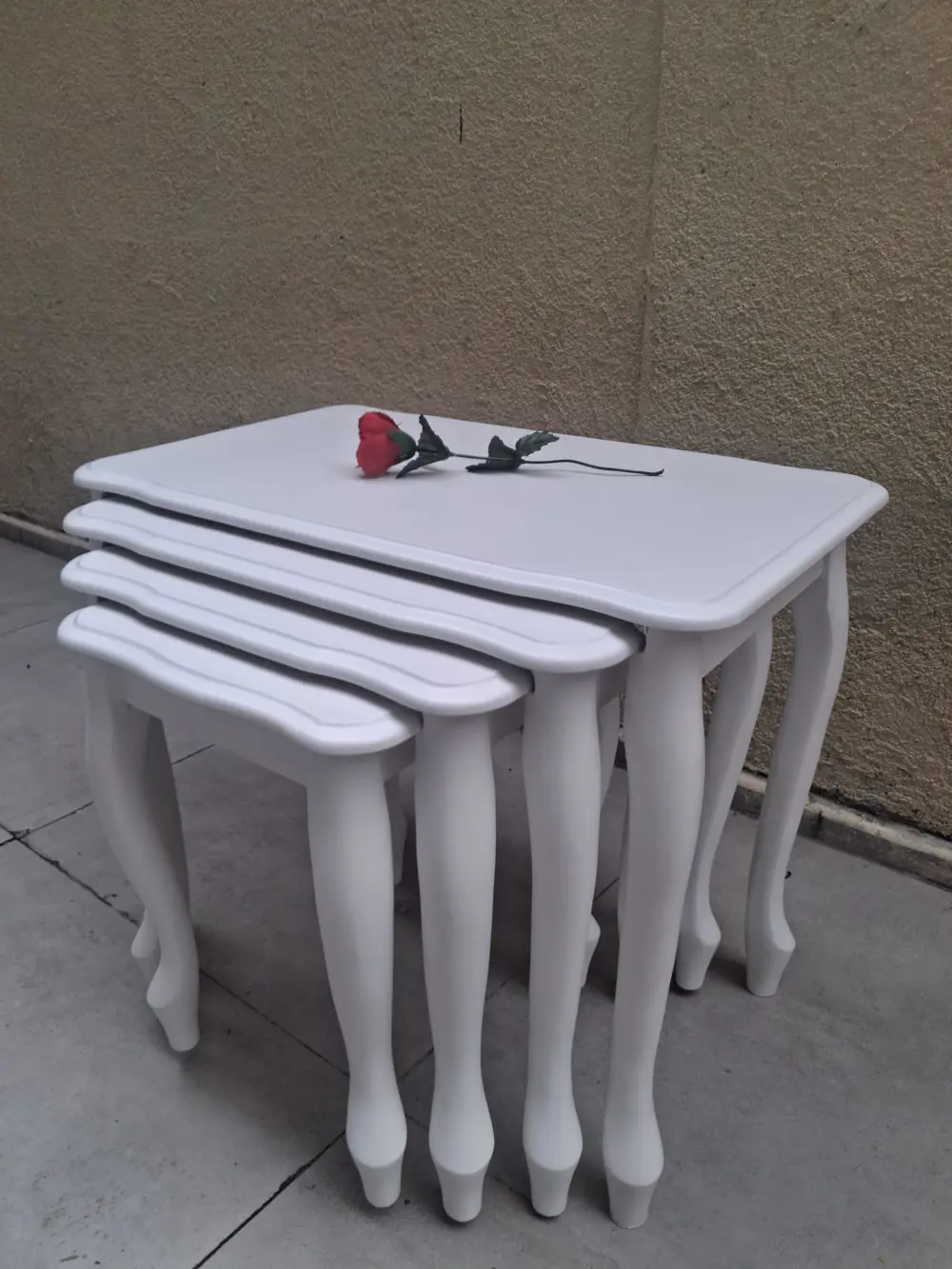 Zigon Sehpa Lükens Eko HT 90556 Kayın Aslan Ayak Beyaz El Yapım