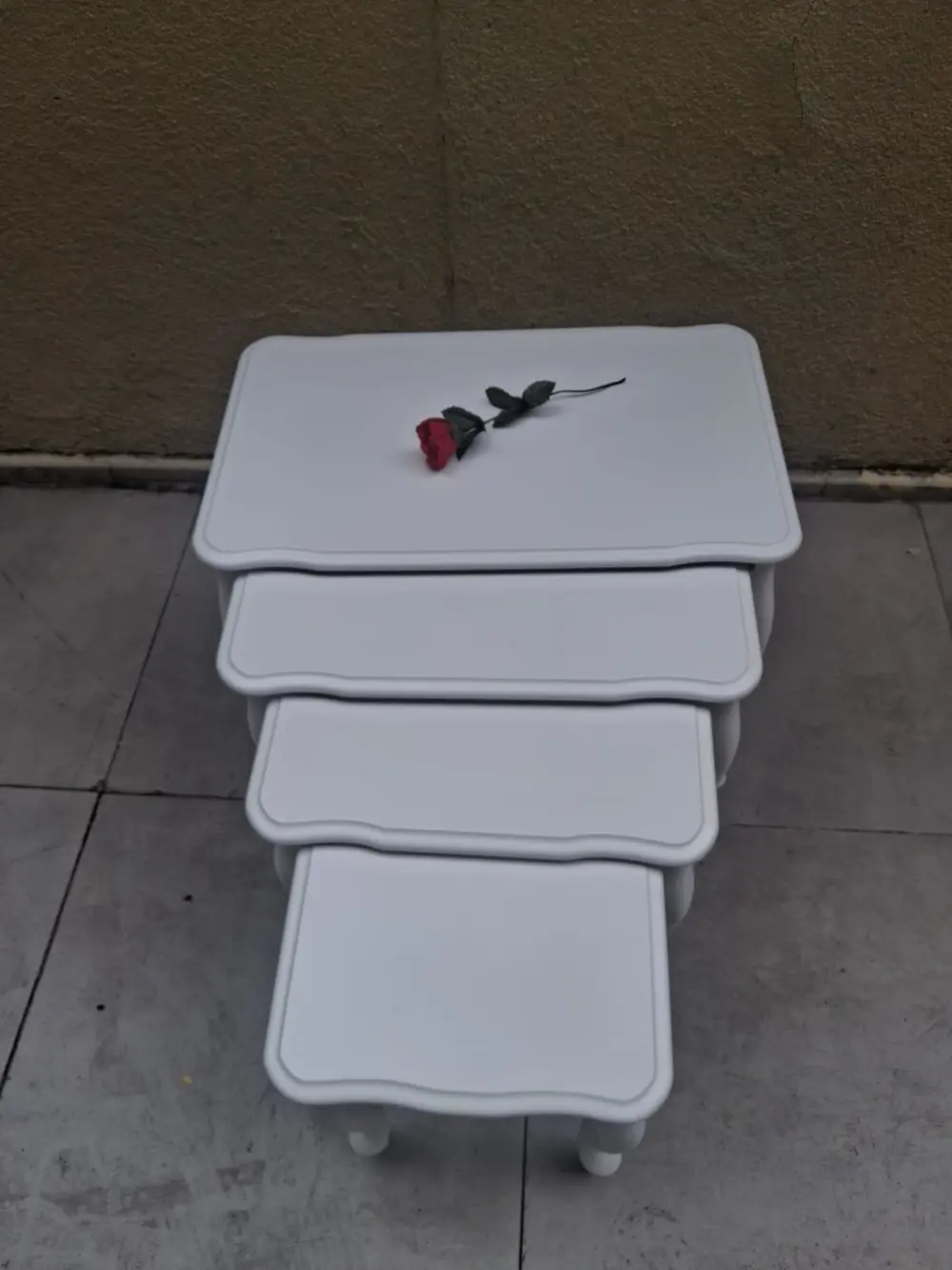 Zigon Sehpa Lükens Eko HT 90556 Kayın Aslan Ayak Beyaz El Yapım