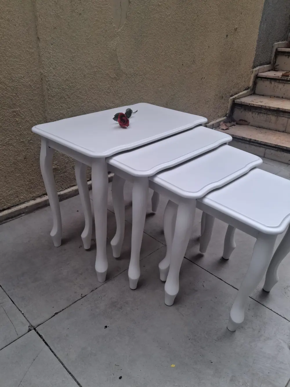 Zigon Sehpa Lükens Eko HT 90556 Kayın Aslan Ayak Beyaz El Yapım