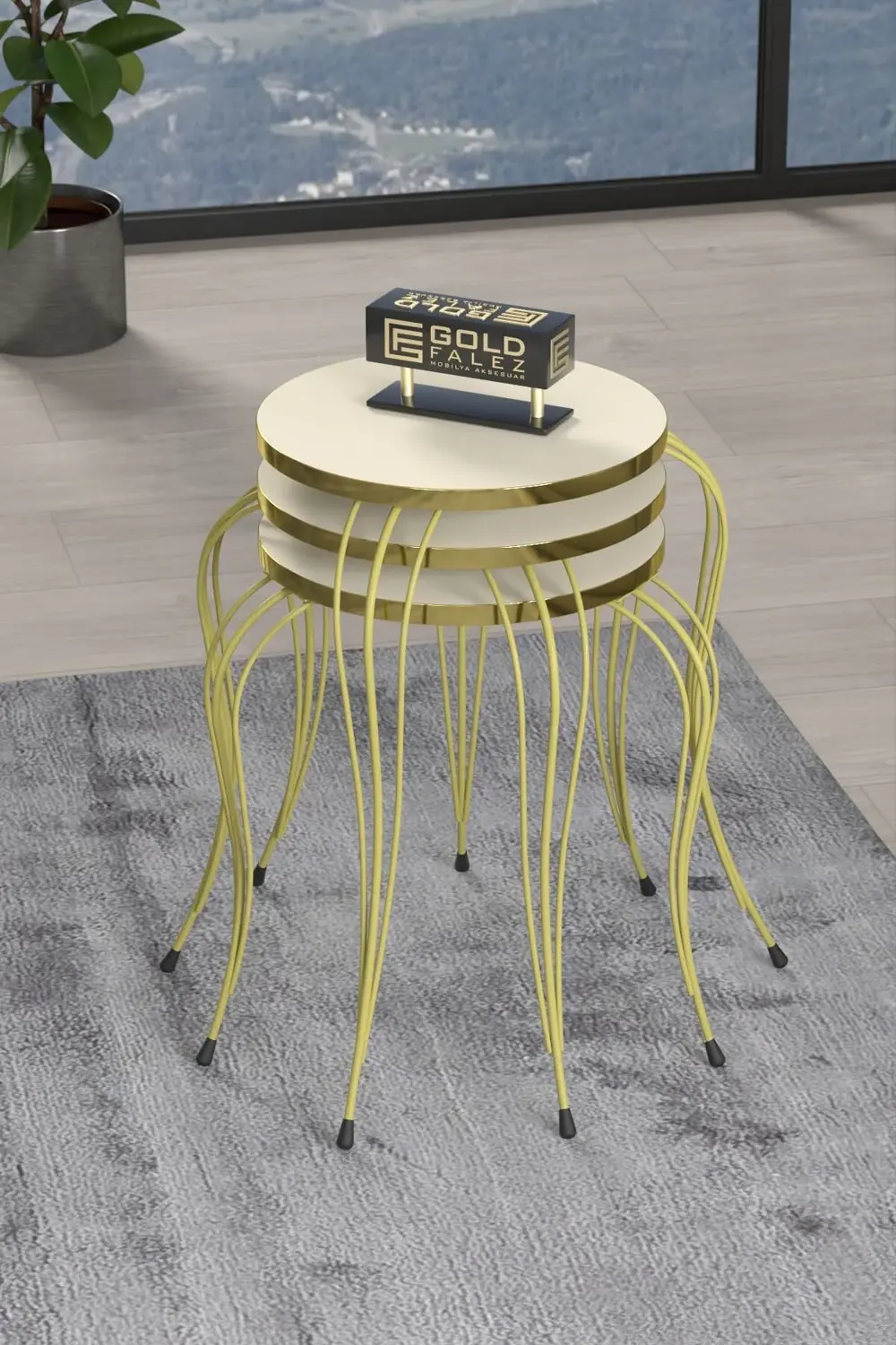 ZİGON SEHPA LÜKENS GOLD KREM