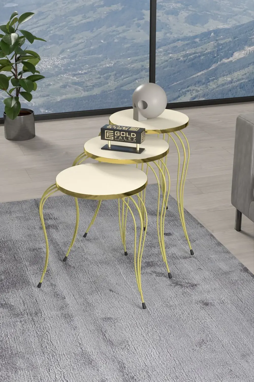 ZİGON SEHPA LÜKENS GOLD KREM