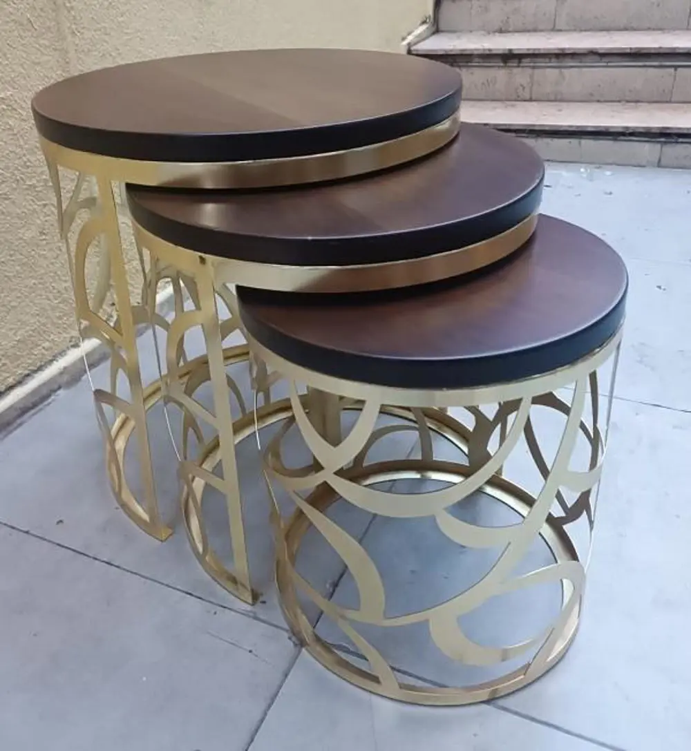 Zigon Sehpa MODEL 90516 CNC Metal Kesim Osmanlı Desen Ceviz Renk 