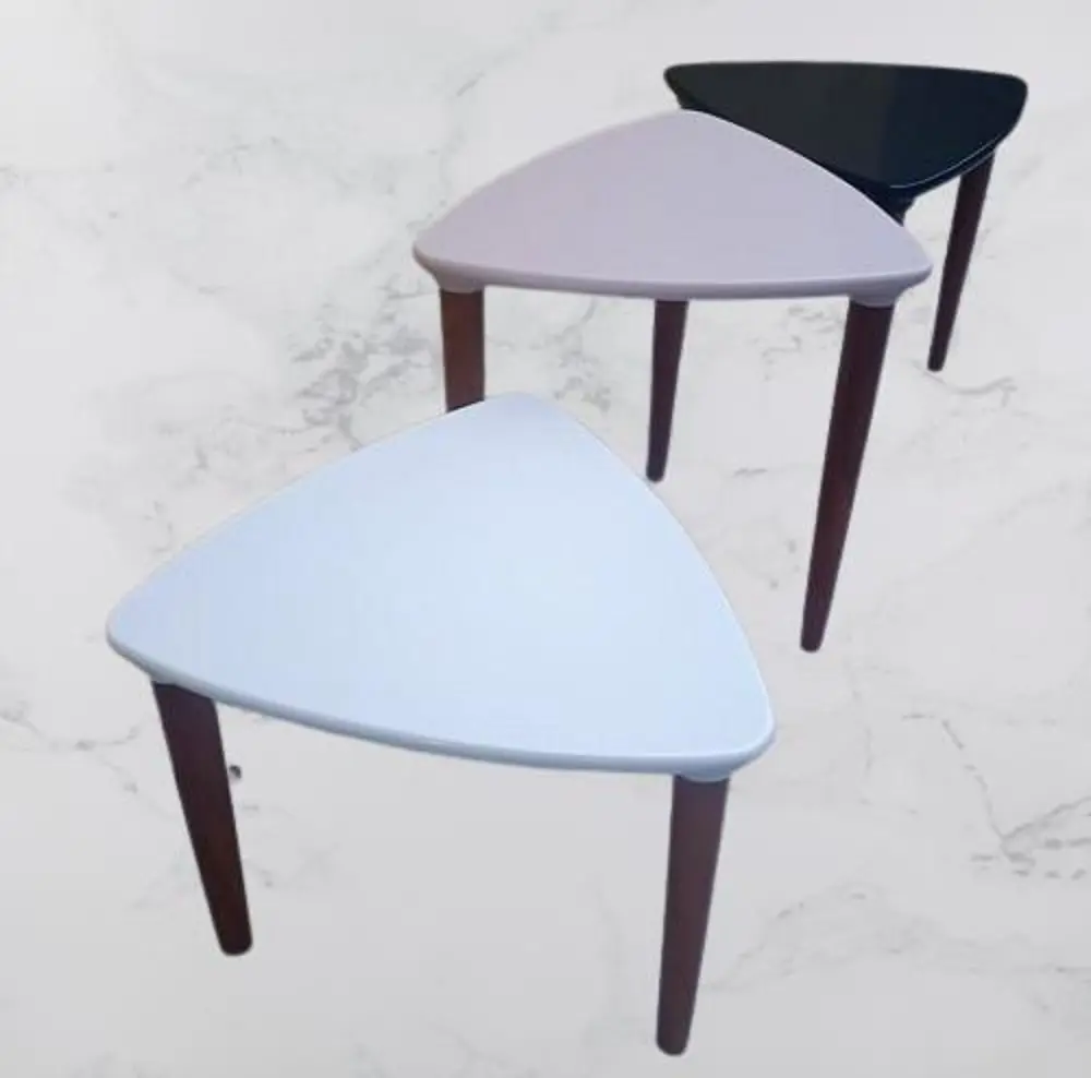 Zigon Sehpa MODEL 90517 Konik Ayak Üçgen Tabla Üç Renk Kutuda Sev