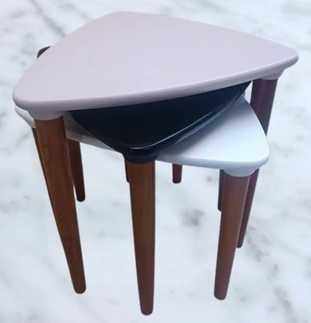 Zigon Sehpa MODEL 90517 Konik Ayak Üçgen Tabla Üç Renk Kutuda Sev