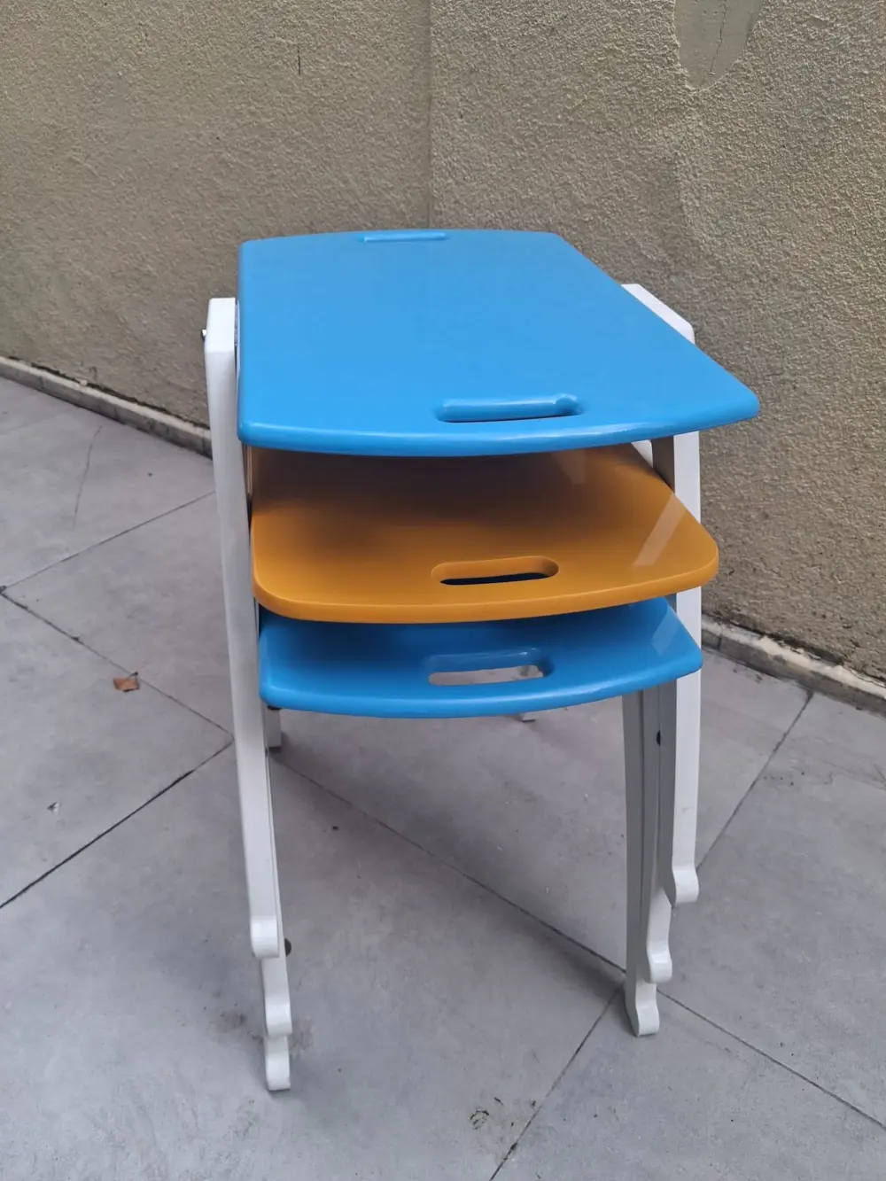 Zigon Sehpa Tepsi Bşk 90575 Hardal Turkuaz Tabla Beyaz Ayak Lake 