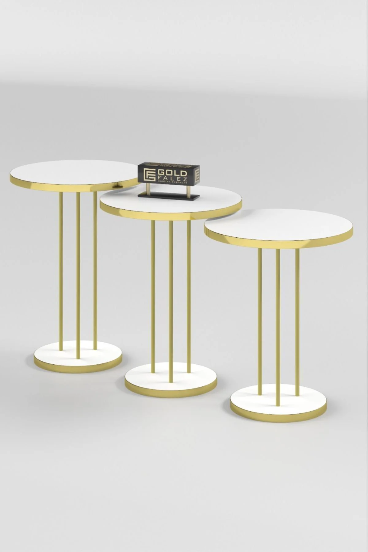 Zigon Sehpa Terra Gold Beyaz Zigon Sehpa Terra Gold Beyaz - Görsel 4