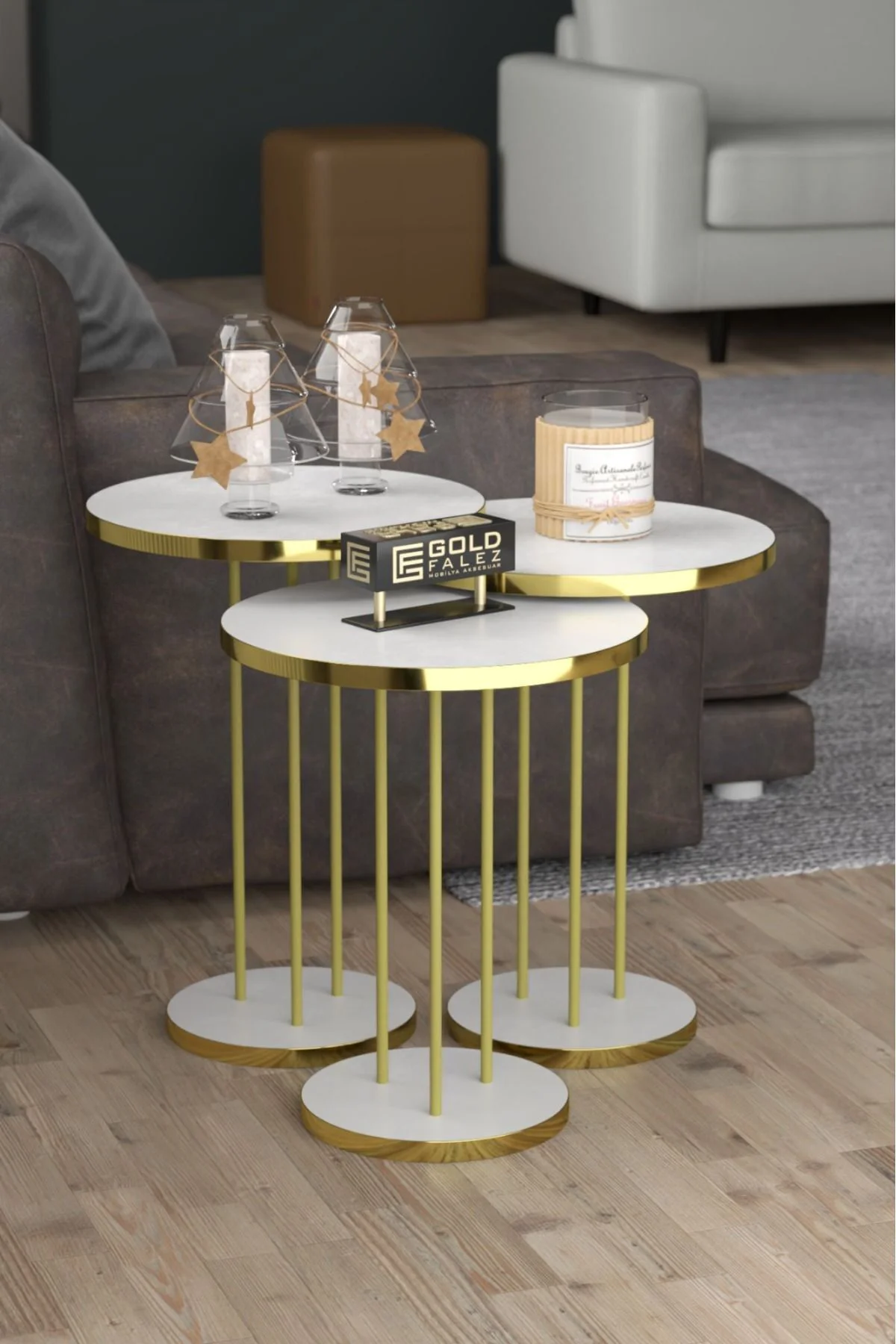 Zigon Sehpa Terra Gold Beyaz Zigon Sehpa Terra Gold Beyaz