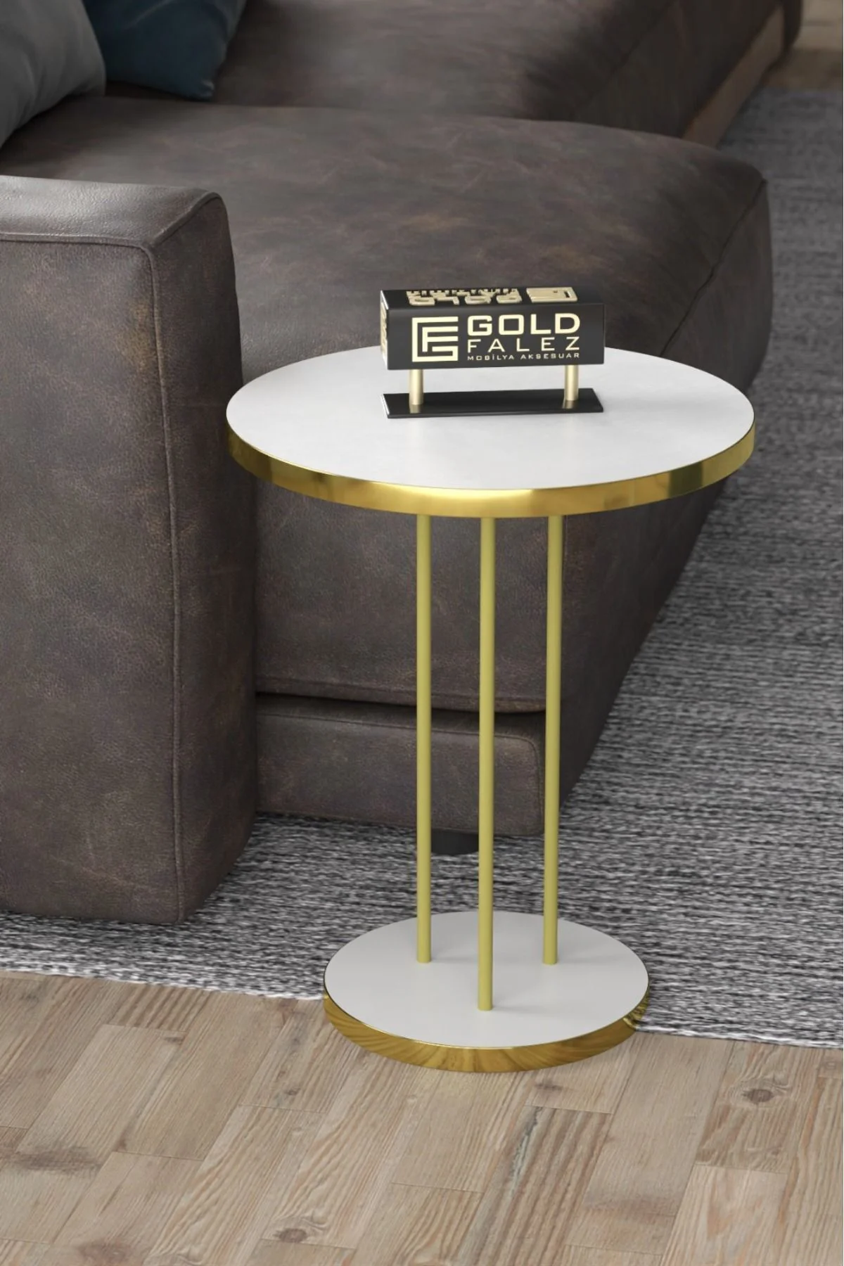 Zigon Sehpa Terra Gold Beyaz Zigon Sehpa Terra Gold Beyaz - Görsel 3