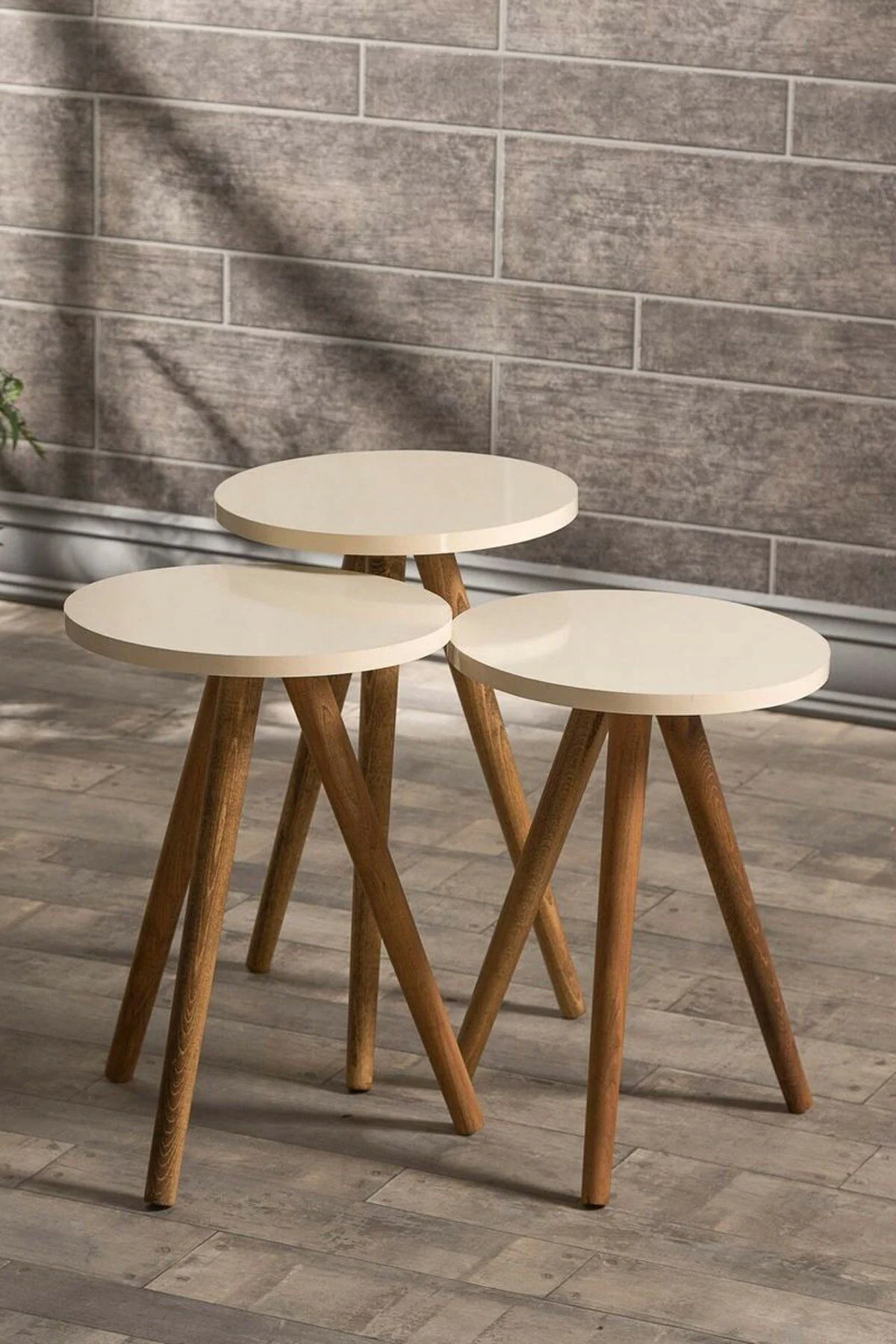 Zigon Sehpa Ve Orta Sehpa Kr Torna Krem Set 3008