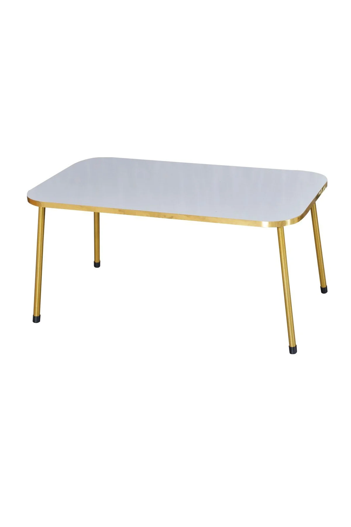 Zigon Sehpa ve Orta Sehpa Kr Gold Metal Ayak Gold Beyaz Set