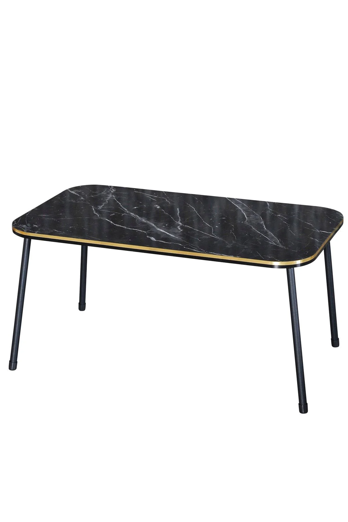 Zigon Sehpa Ve Orta Sehpa Kr Set Siyah Metal Ayak Çift Altın Bend