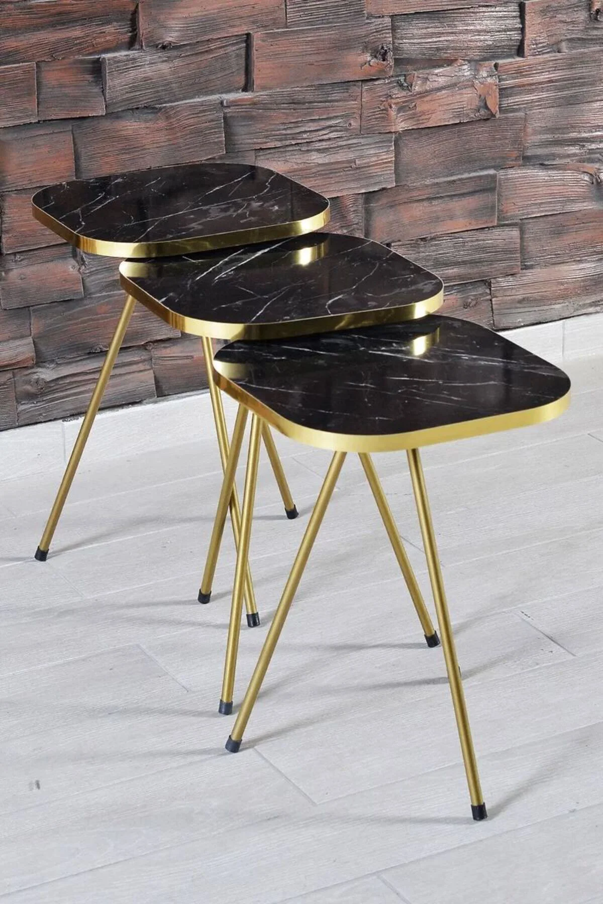 Zigon Sehpa Ve Orta Sehpa Elips Set Çift Gold Efes Metal Zigon Sehpa Ve Orta Sehpa Elips Set Çift Gold Efes Metal