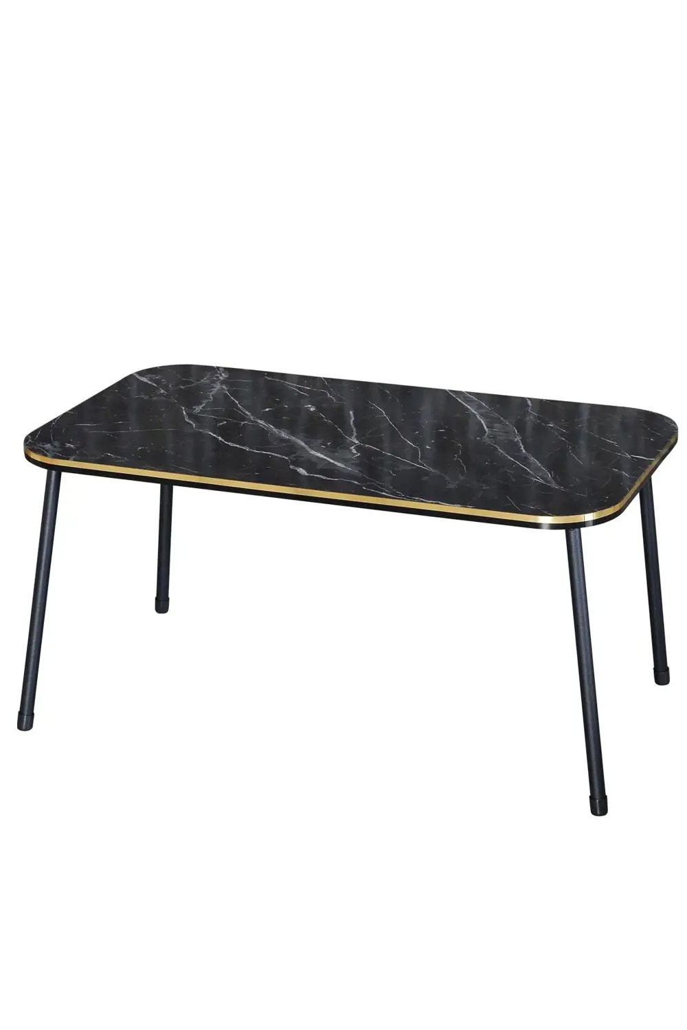 Zigon Sehpa Ve Orta Sehpa Kr Set Siyah Metal Ayak Çift Altın Bend